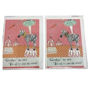 Curly Girl Design Circus Adventure Greeting Cards Leigh Standley Zebra 2 Pack